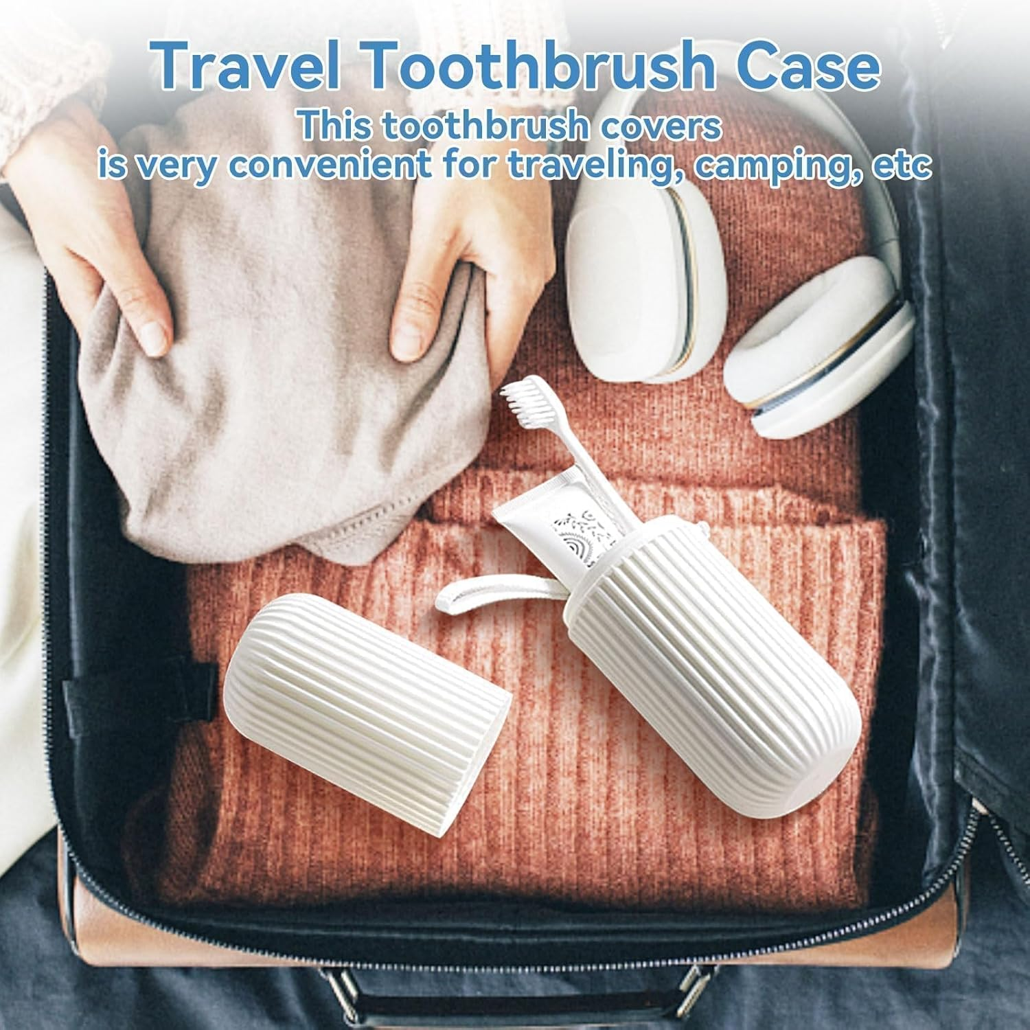 Toothbrush Travel Case, Portable Toothbrush Cup Case Box Container Plastic Travel Toothbrush Case Toothbrush Holders for Traveling(White) - Pink image number 7