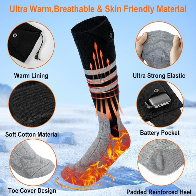 Rechargeabel Electric Heated Socks for Men and Women with Rechargeable 5000Mah Battery, with 4 Temperature Settings, for Skiing, Camping, Hiking image number 6