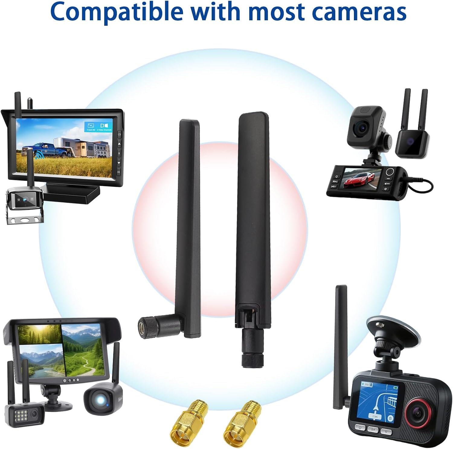 Wifi 6E Antenna Dual Band 2.4Ghz 5Ghz 5.8Ghz 12Dbi MIMO RP-SMA Connector for Wifi WLAN Router Wireless Network Card USB Adapter Security IP Camera Video Surveillance Monitor Bluetooth Antenna image number 1