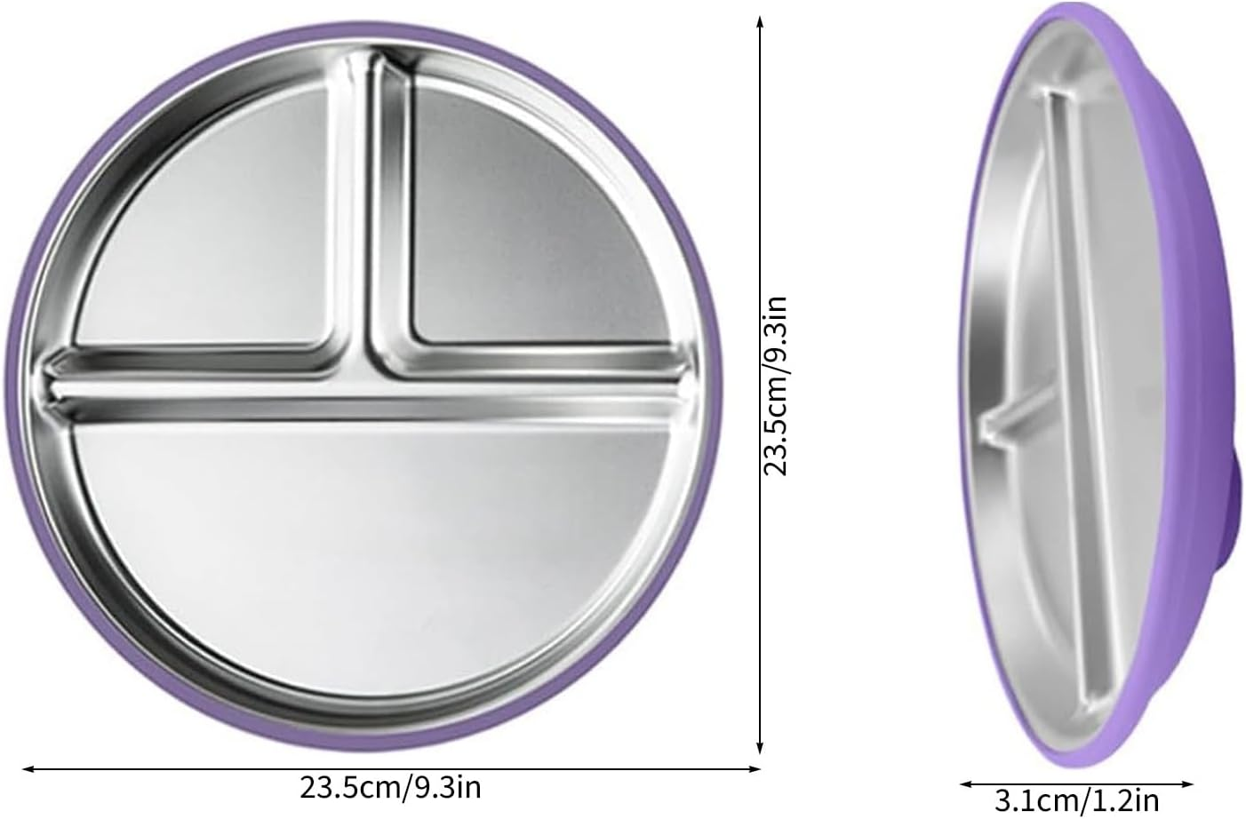 2 PC Stainless Steel Plates for Kids, Stainless Steel Toddler Plate Stainless Steel Baby Suction Plates Baby Suction Plates for Babies and Toddlers (2 Pack) image number 2