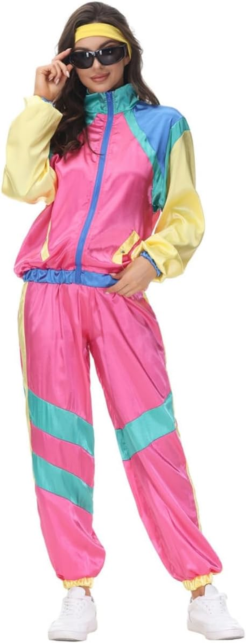 Costume Bay Adults Couple Mens Womens 80S Height of Fashion Shell Tracksuit 1980S Party Retro Disco Neon Costume Halloween Book Week Party Fancy Dress