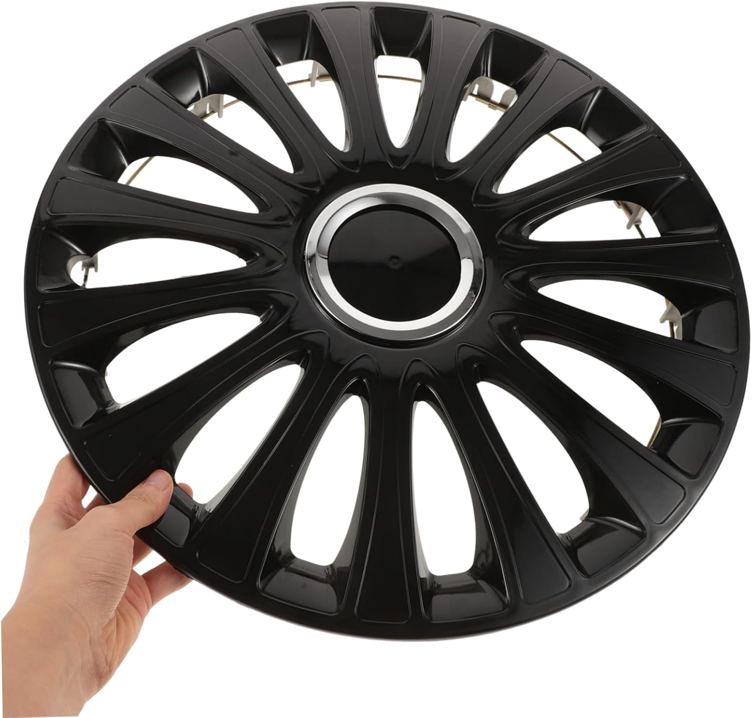 Beatifufu 14-Inch Universal Automotive Wheel Hub Cover Black Plastic Rim Caps Replacement Hubcaps for Cars Truck Vehicle Wheel Rim Decoration image number 5