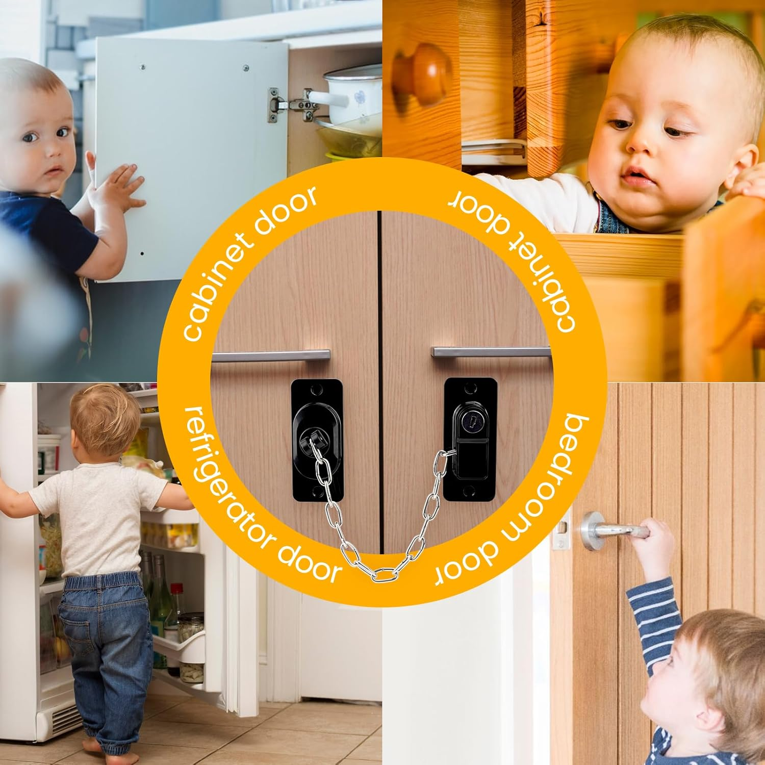 2 Pack Window Restrictor Child Safety Locks for UPVC and Wooden Windows, Newbinn Adjustable Window Safety Locks for Child Pets Cat Safety, No Drilling Fridge Refrigerator Locks with Keys, Black - Black - Window Locks With Keys image number 3