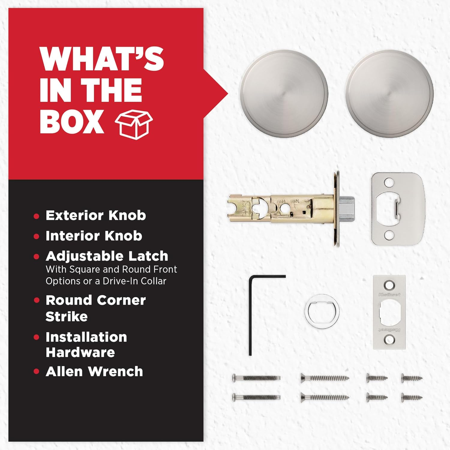 Kwikset Pismo Interior Passage Door Knob, Handle for Closet and Hallway Doors, Non-Locking Doorknob in Satin Nickel, with Microban Protection