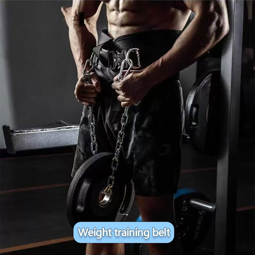 Dipping Belt with Chain for Weightlifting &ndash; Waist Support Belt for Fitness, Bodybuilding, Powerlifting, Squats, Gym Workout image number 2