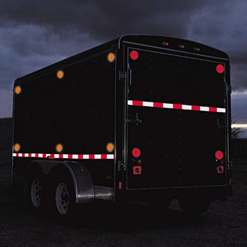 Amber/Red 2X3 Rectangle High Visibility Reflective Stick-On Prism Reflector | DOT-SAE | Strong Adhesive/Weatherproof | Trailer Camper RV Flatbed Fender Property Boat Marine (Red, Qty 4) image number 2