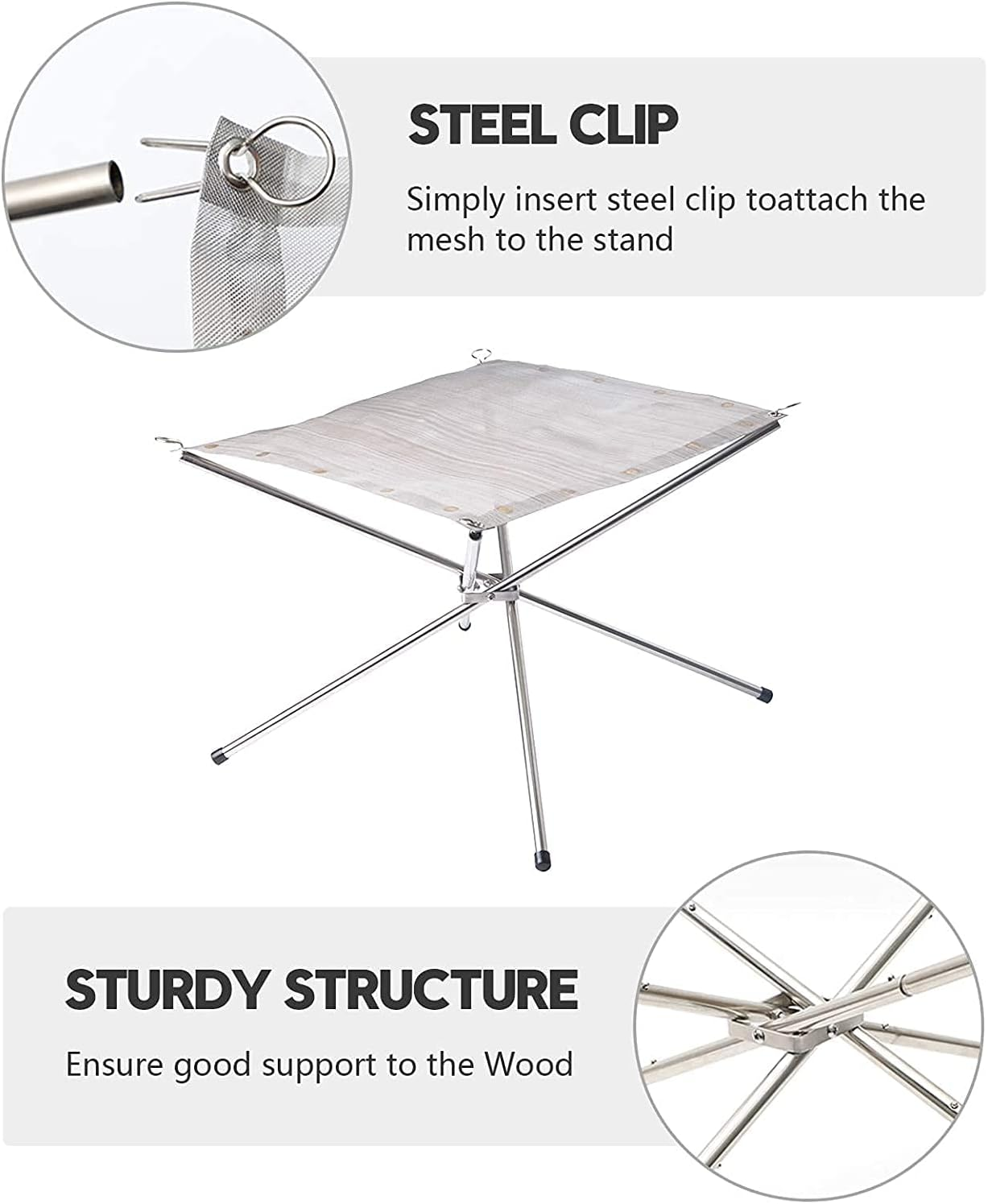 22 Inch Portable Outdoor Fire Pit, Collapsing Steel Mesh Fireplace - Perfect for Camping, Backyard and Garden - Carrying Bag Included image number 2