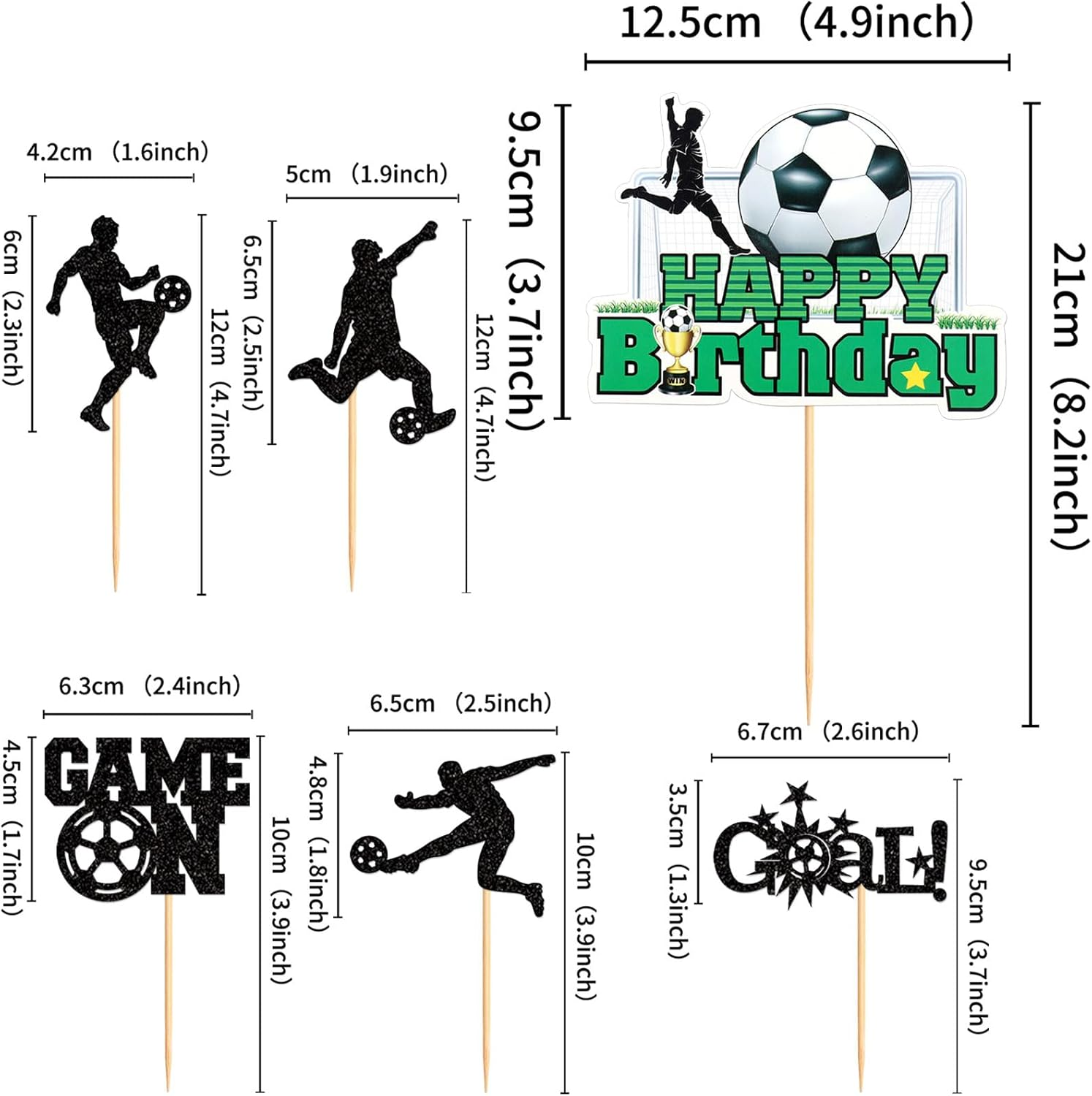 25 Pack Soccer Cupcake Topper Sport Theme Cupcake Picks Game Day Soccer Ball Toothpicks Football for Men Boys Birthday Decorations Supplies Man image number 6