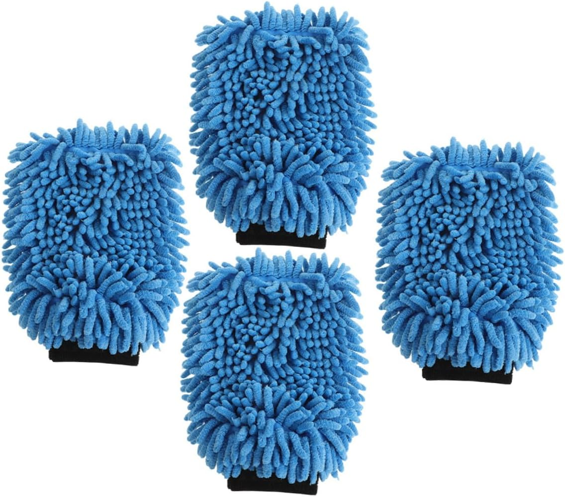 COMPUKAS 4Pcs Microfiber Detailing Gloves Car Wash Mitts Absorbent Automotive Cleaning Gloves for Cars Trucks Boats Exterior Care Random Color image number 4
