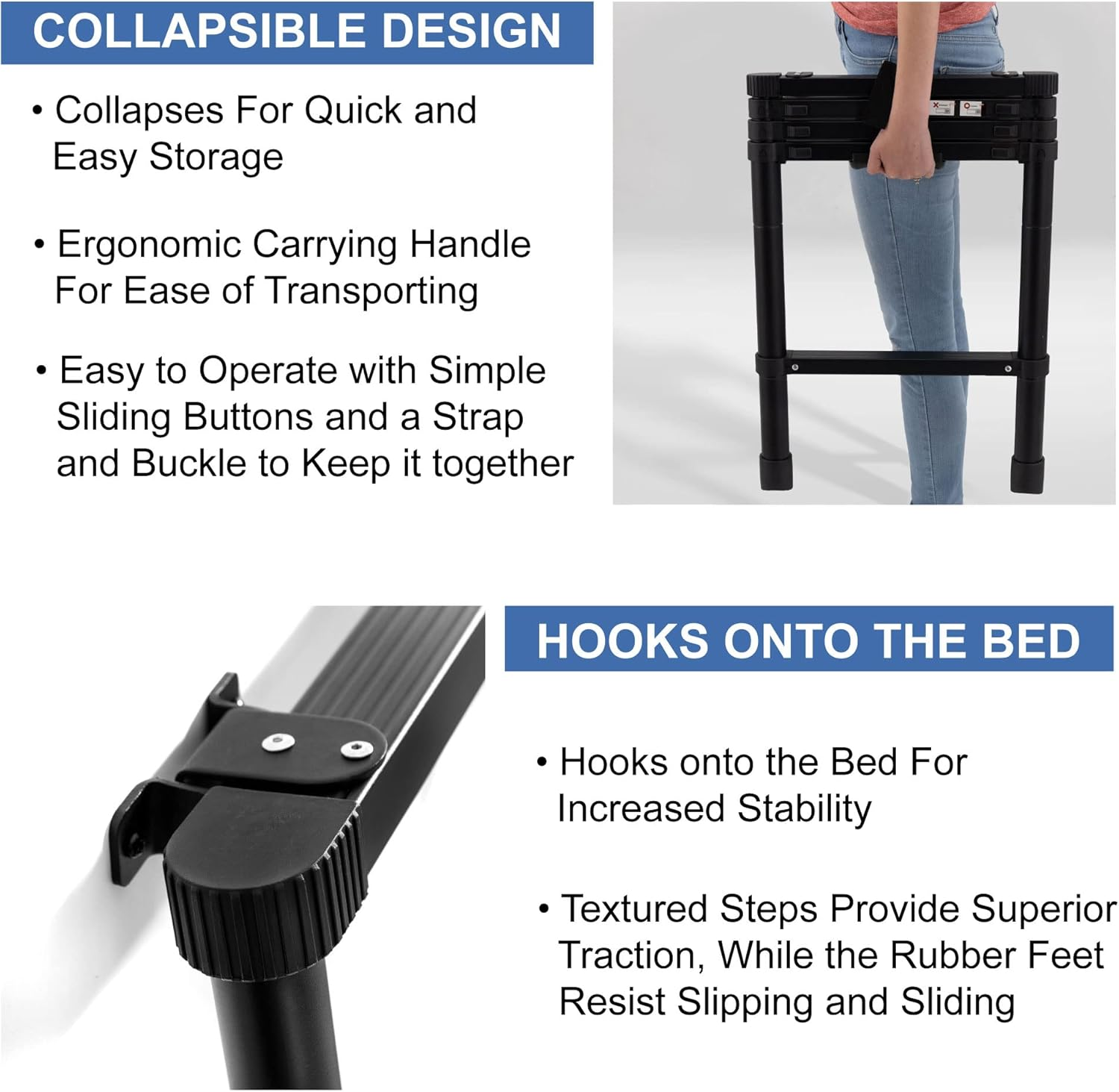 Recpro RV Telescoping Bunk Bed Ladder | Includes Mounting Brackets | Lightweight Aluminum Collapsible Construction (60") image number 5