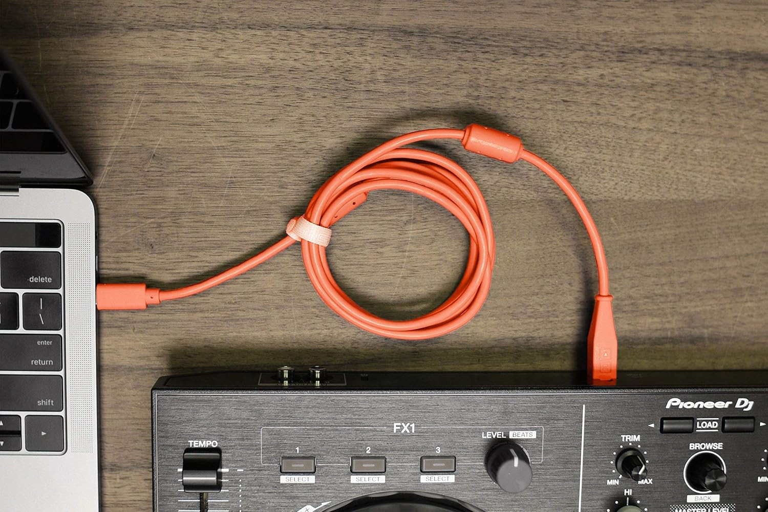 DJ Techtools Chroma Cables: Audio Optimized 1.5M USB-C to USB-B Cable with 56K Resistor (Neon Orange, 1.5M) image number 2