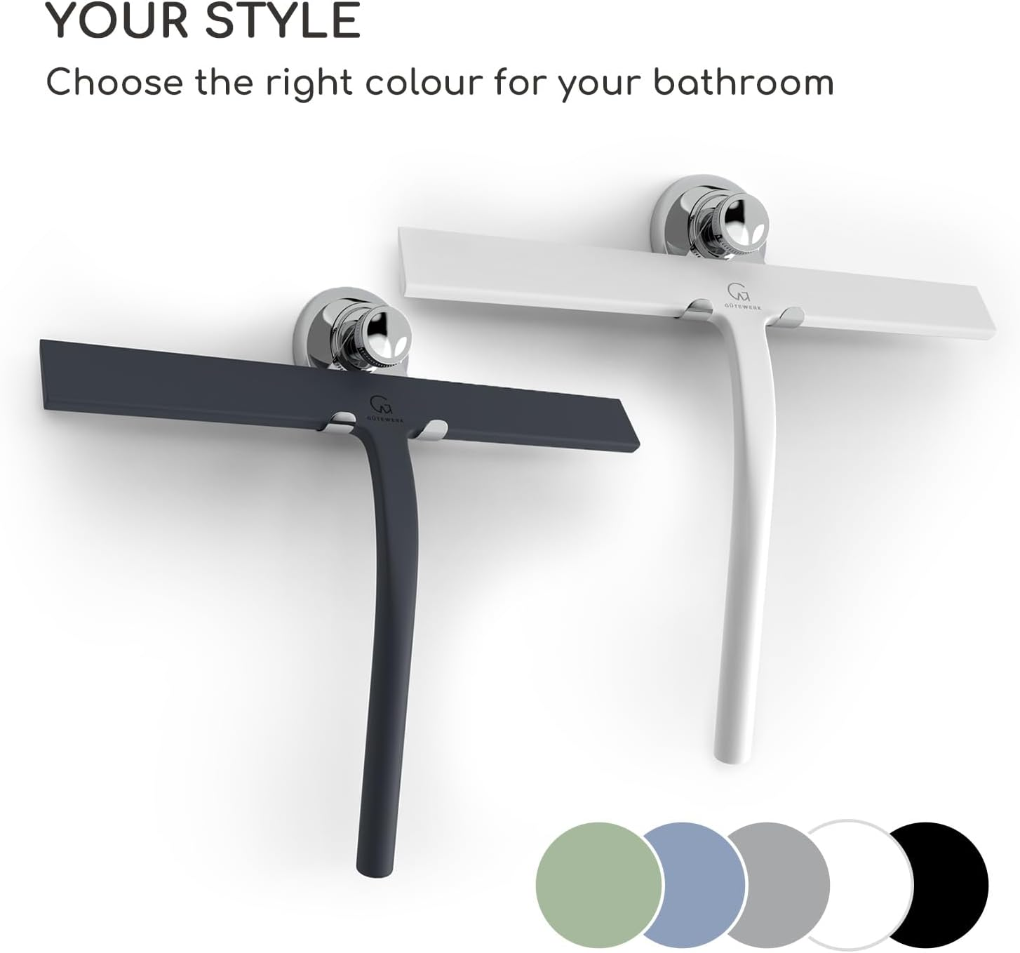 G&Uuml;TEWERK Shower Squeegee for Glass Doors and Windows - 9 Inch Grey Rubber Blade for Cleaning image number 5