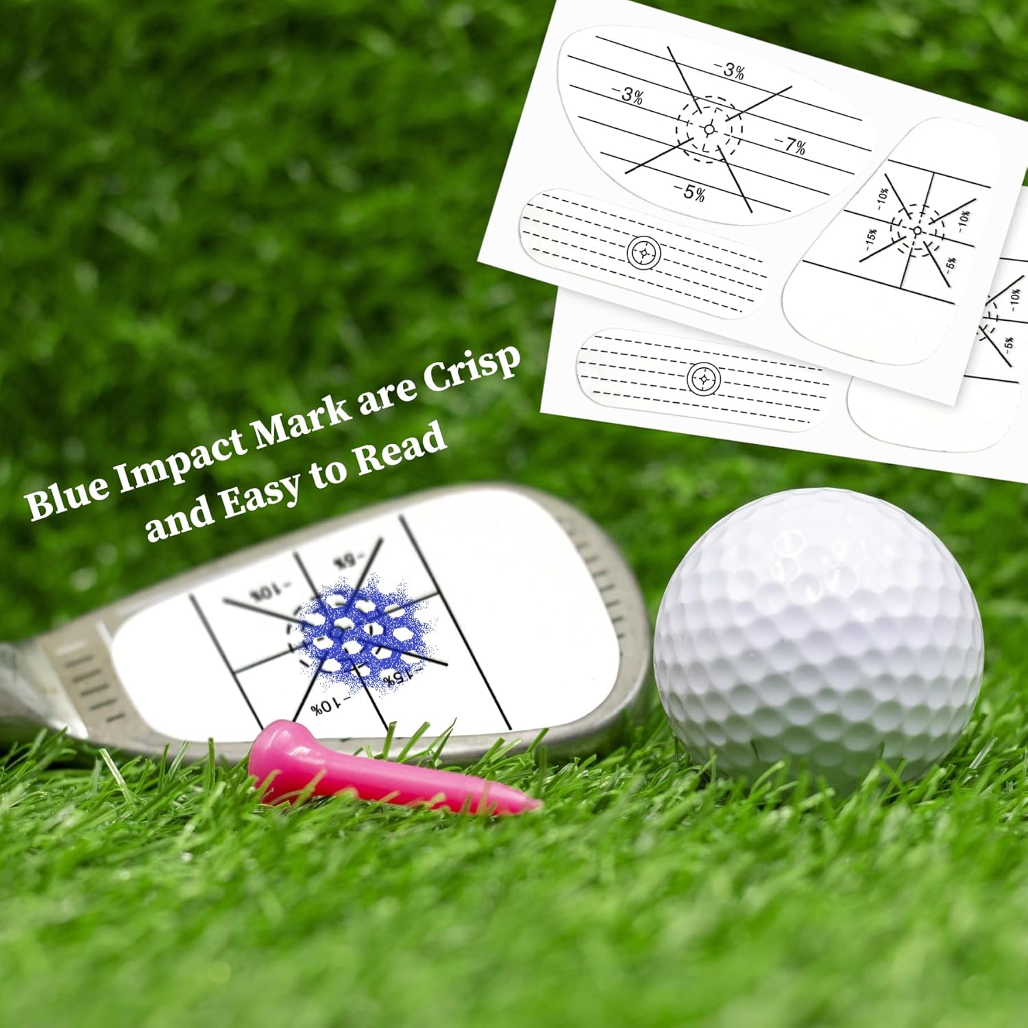 EKIND Golf Impact Labels for Swing Training Golf Club Tape Stickers for Driver Iron Putter Practice Recorder Instant Feedback Removable Blue Mark Trainer Aid (30 Pcs) image number 3