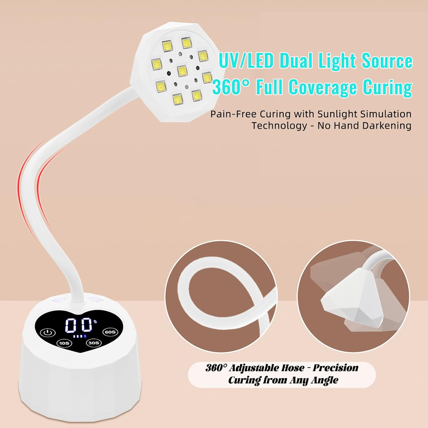 New Lotus Nail Art Lamp with Induction Light, Rechargeable Heart-Shaped Base, Fast-Drying Tabletop UV/LED Lamp for Press-On Nails image number 2