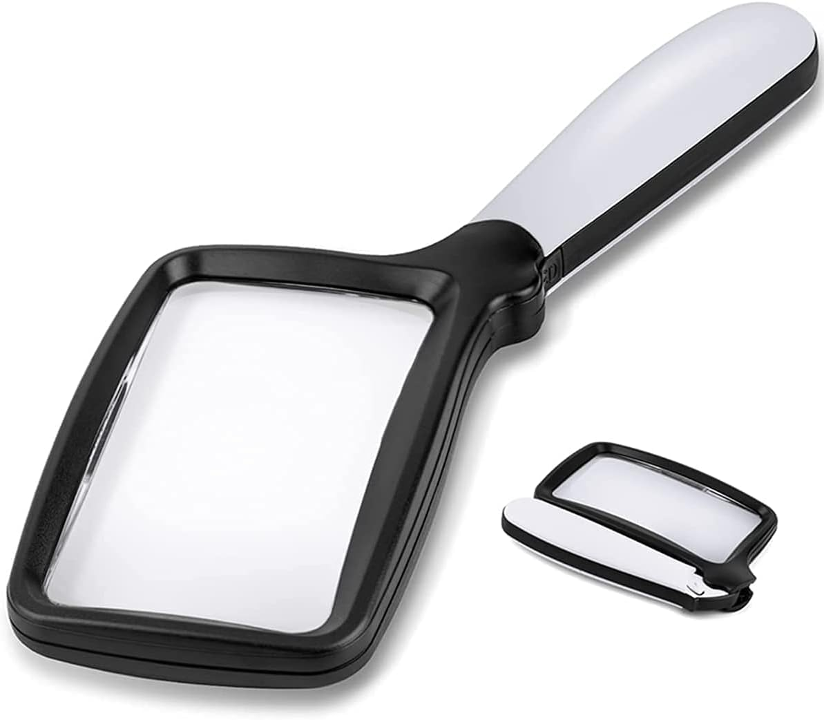Lh-Large Hand Magnifying Glass Handheld Folding Reading Magnifier 3X Magnification with 5 Dimmable Leds Ideal for Reading Small Prints, Book