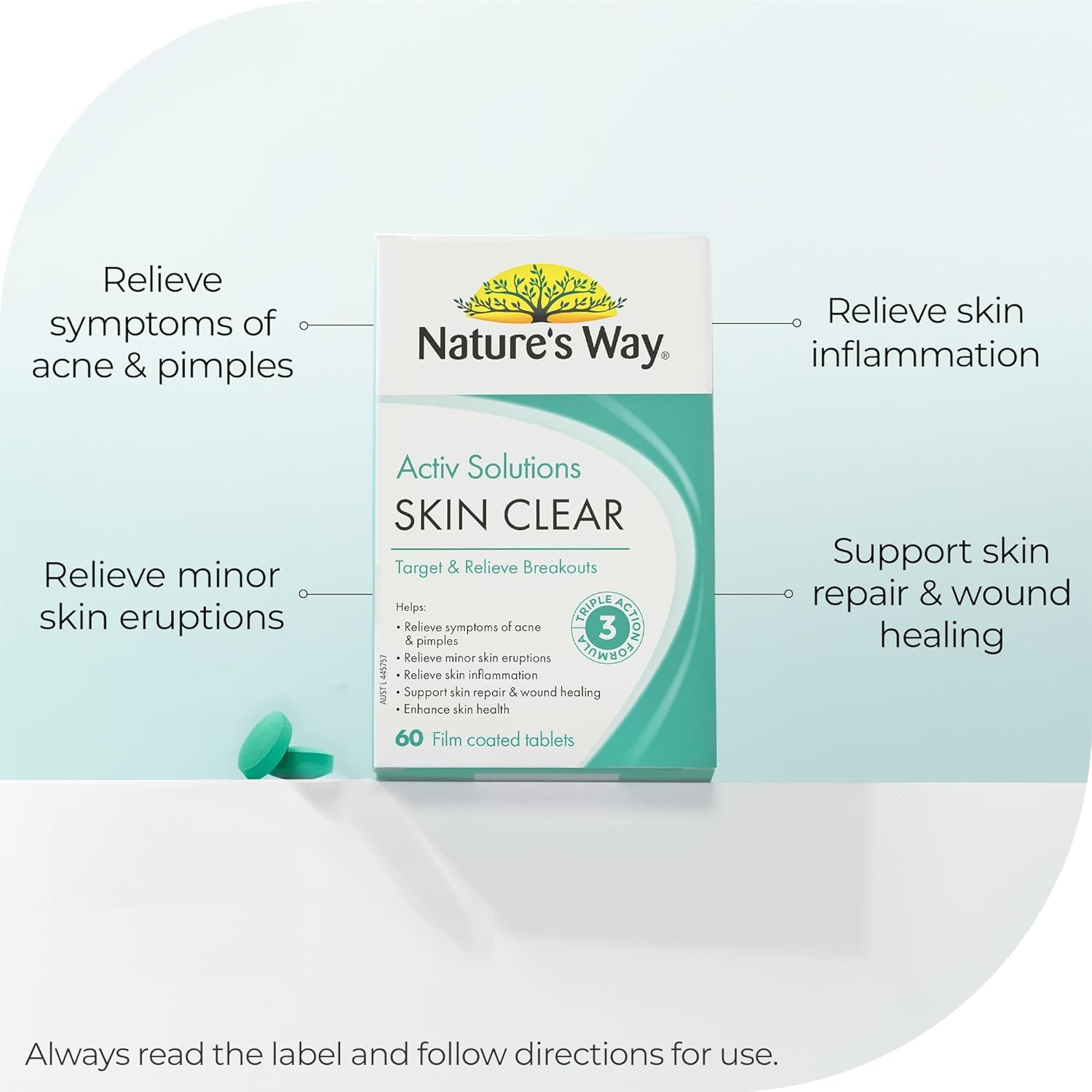 Nature'S Way Beauty Activ Solutions Skin Clear 60 Tablets image number 6