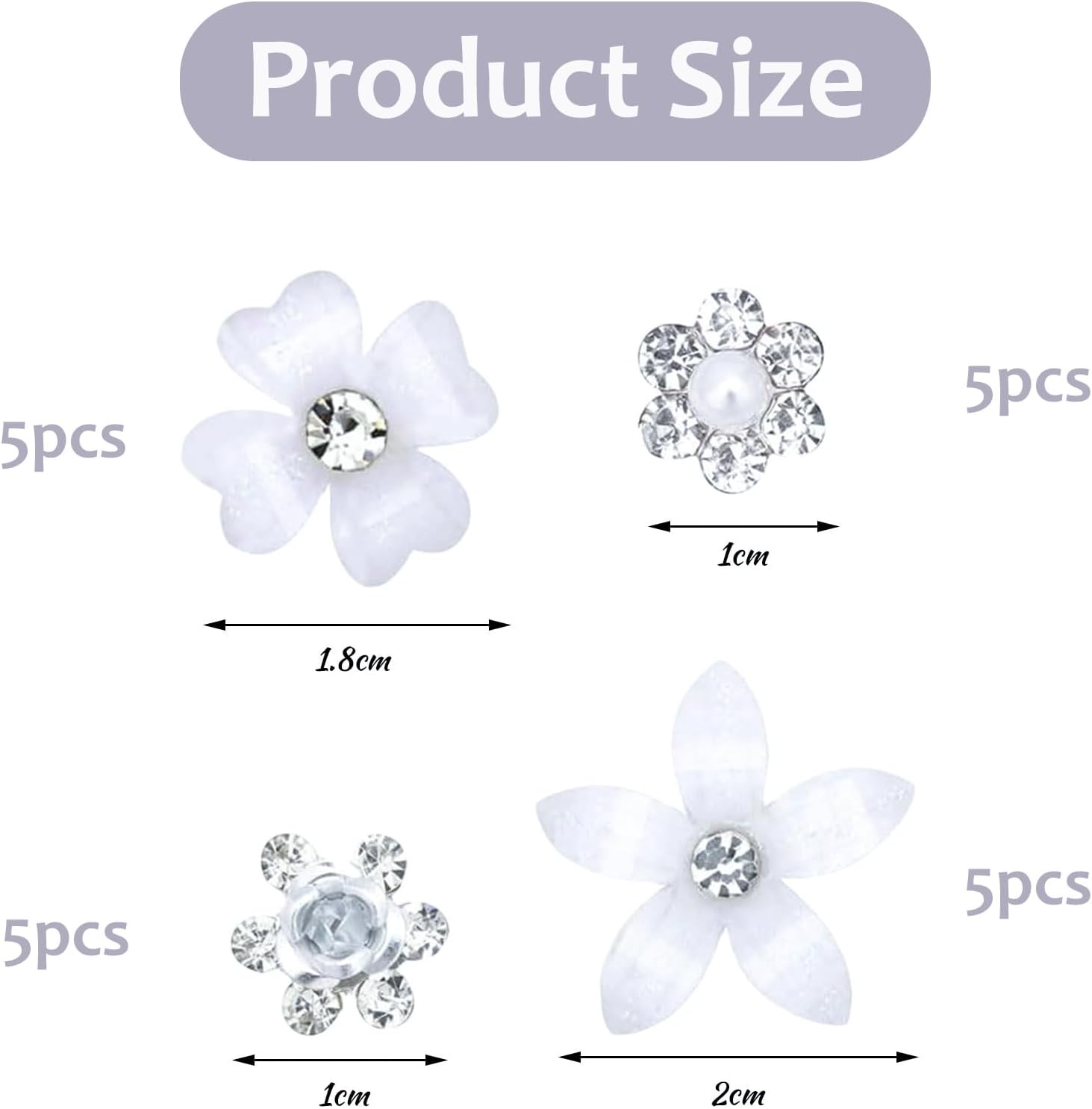 JOOTUEPO Mini Rhinestone Hair Clips, 20 Pcs Flower Hairpins Accessories Kit,White Flower and Crystal Hair Accessories for Bridal Girls Women Photo Daily Party Wedding Hairstyle Accessorie image number 5