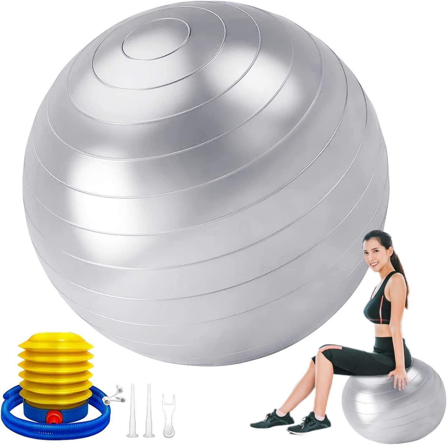 Exercise Yoga Ball, 65Cm Gym Ball with Air Pump, Anti-Burst and Slip Resistant Sitting Ball, Heavy Duty Large Gymnastics Ball for Core Fitness, Balance, Yoga, Pilates, Training