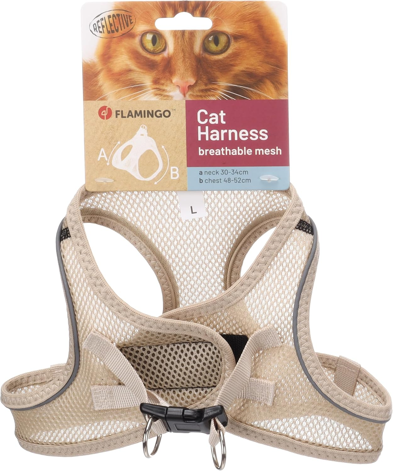 Flamingo Cat Harness Step&Go Berta Beige L 30-34 Cm 48-52 Cm image number 1