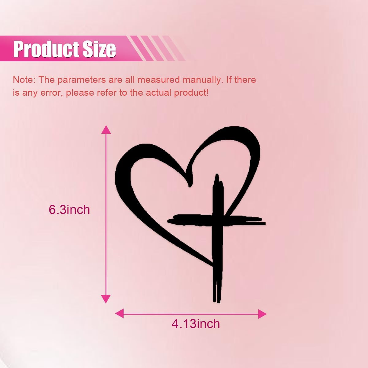 Love Cross Sticker Decal, Love Heart Cross Stickers, Decal Vinyl Sticker for Notebook, Car, Laptop, Window 8.7''&times;6'' (Black Small)