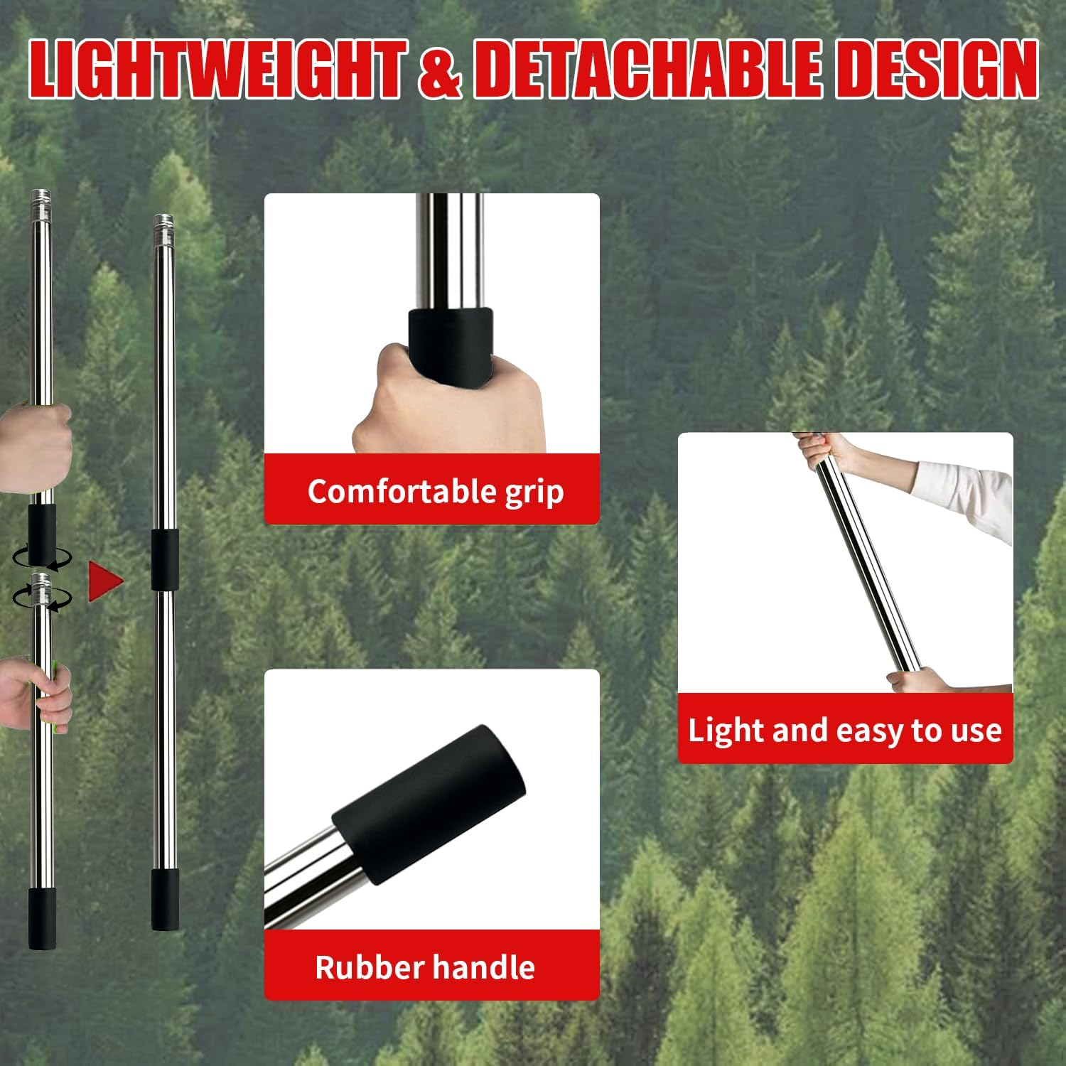 Pole Saws for Tree Trimming, 3.3M Manual Pole Saw with Sharp Steel Blade, Extendable Tree Pruner for Pruning High Branches, Lightweight Tree Saw with Pole in Yard Garden for Palms image number 4