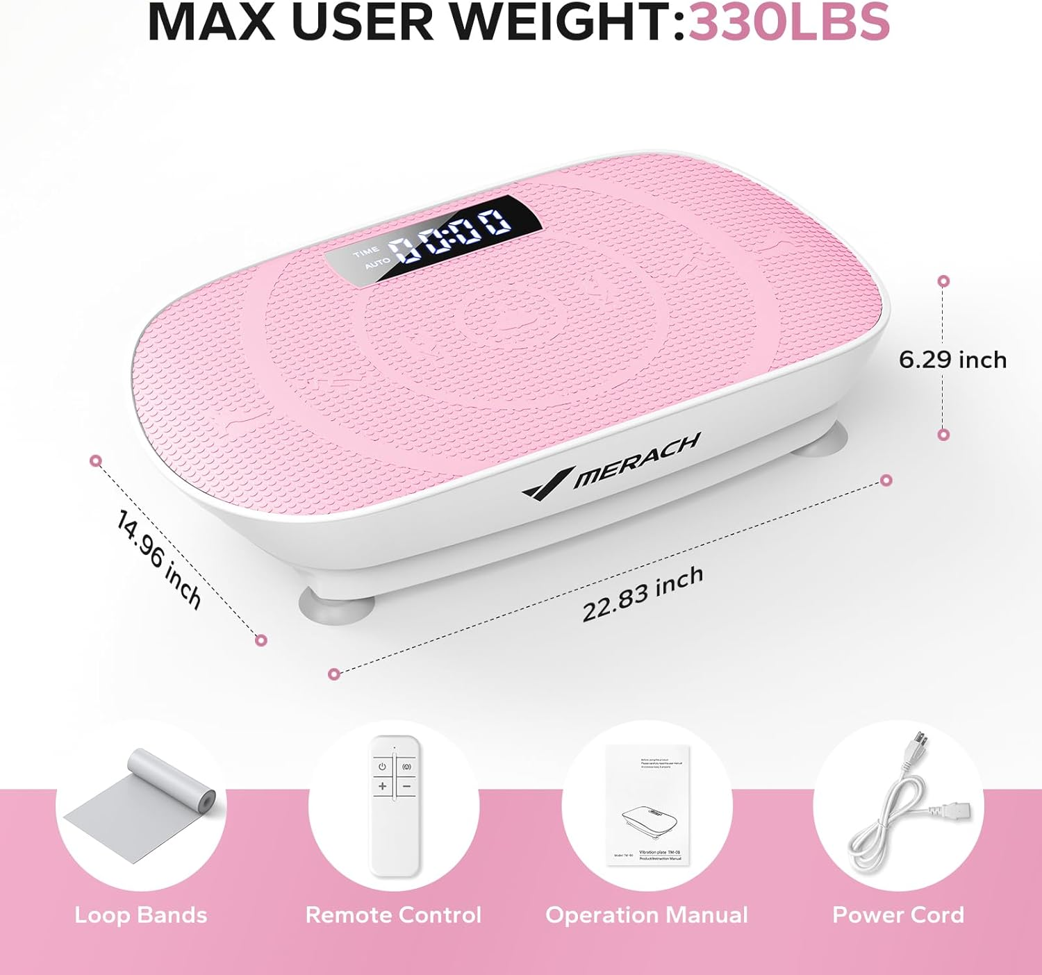 MERACH Vibration Plate Exercise Machine,Whole Body Workout Power Vibrate Fitness Platform Vibration Plate for Lymphatic Drainage,Motor Speed Control , Weight Loss & Shaping (Pink) image number 2