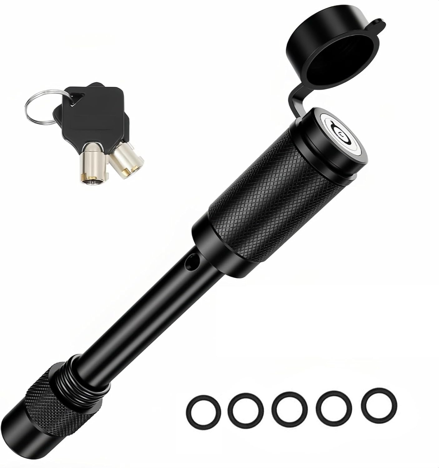 Trailer Hitch Receiver Pin Lock 5/8 Inch, Solid Steel Anti-Theft Hitch Lock for 2" & 2.5" Receivers, Universal Fit, Push to Lock, No Rattle image number 2