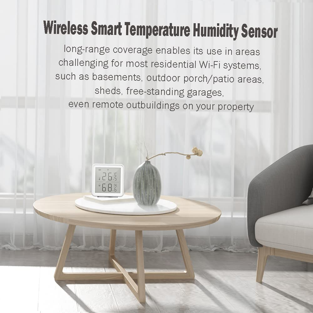 Blueaoq Wifi Smart Temperature Humidity Sensor Compatible with Alexa 230Ft Super Long Range Wireless Digital Hygrometer Indoor Thermometer Humidity Meter Temperature Humidity Monitor Sensor image number 4