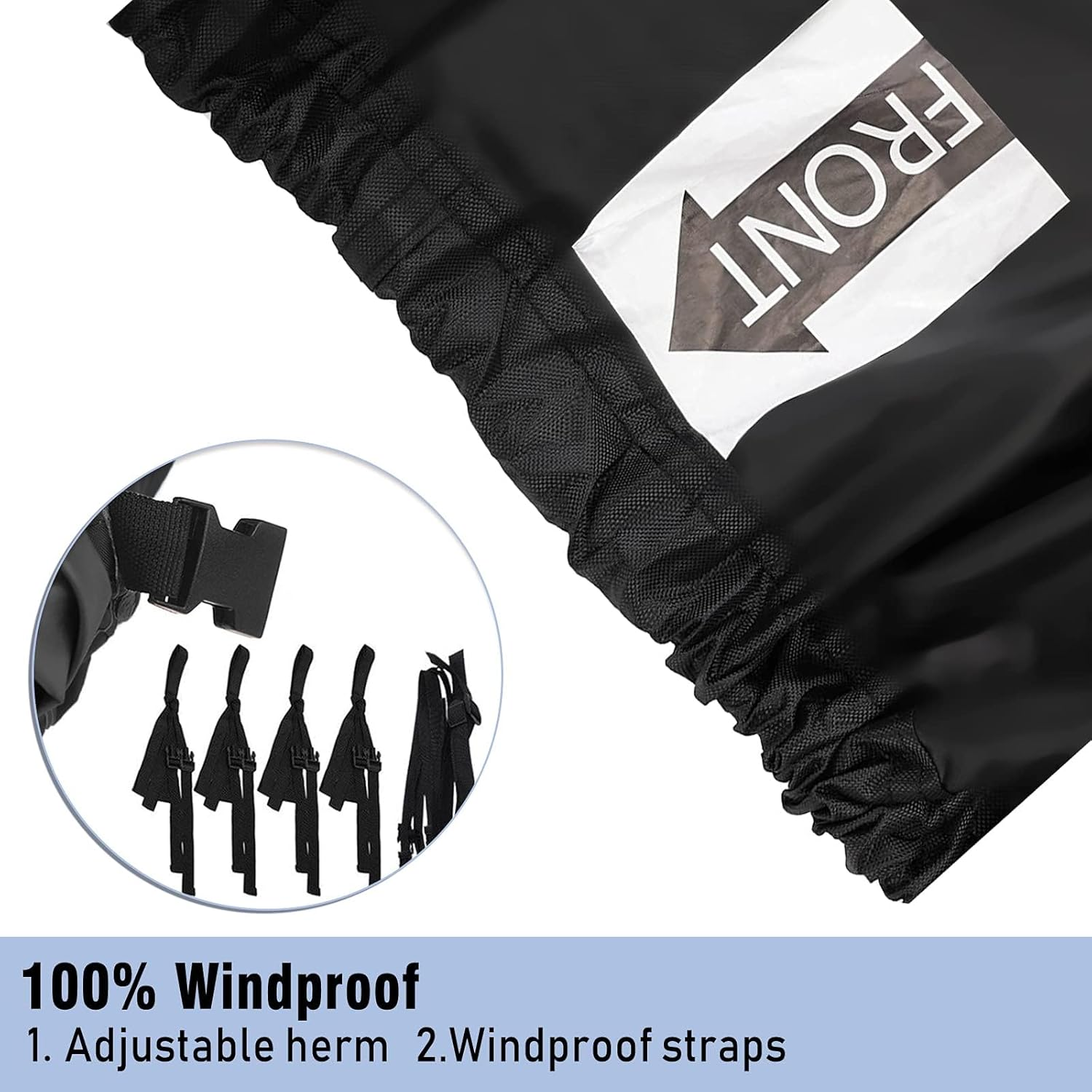 NEVERLAND Trailerable Boat Cover Waterproof Heavy Duty Marine Grade Polyester Canvas Fits V Shape/V-Hull and Tri-Hull Runabouts, Pro-Styl, Bass Boats (Boat Length 20-22Ft, Beam Width up to 102",Black) image number 5