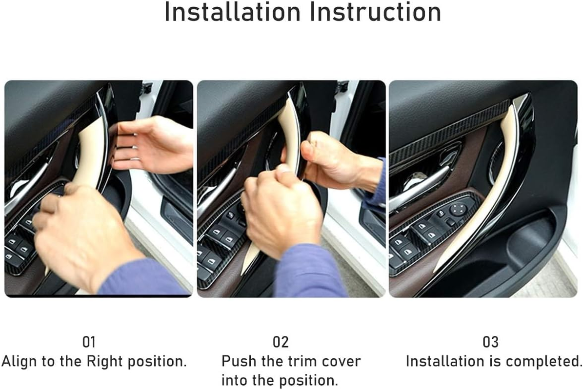 2PCS Door Handle Covers Compatible with BMW 3 Series 4 Series Driver Side &Passenger Side Door Pull Handle Covers (Compatible with BMW 320I,328I,330I,335I F30/F31 and 428I, 435I F32/F36)(Black) image number 3