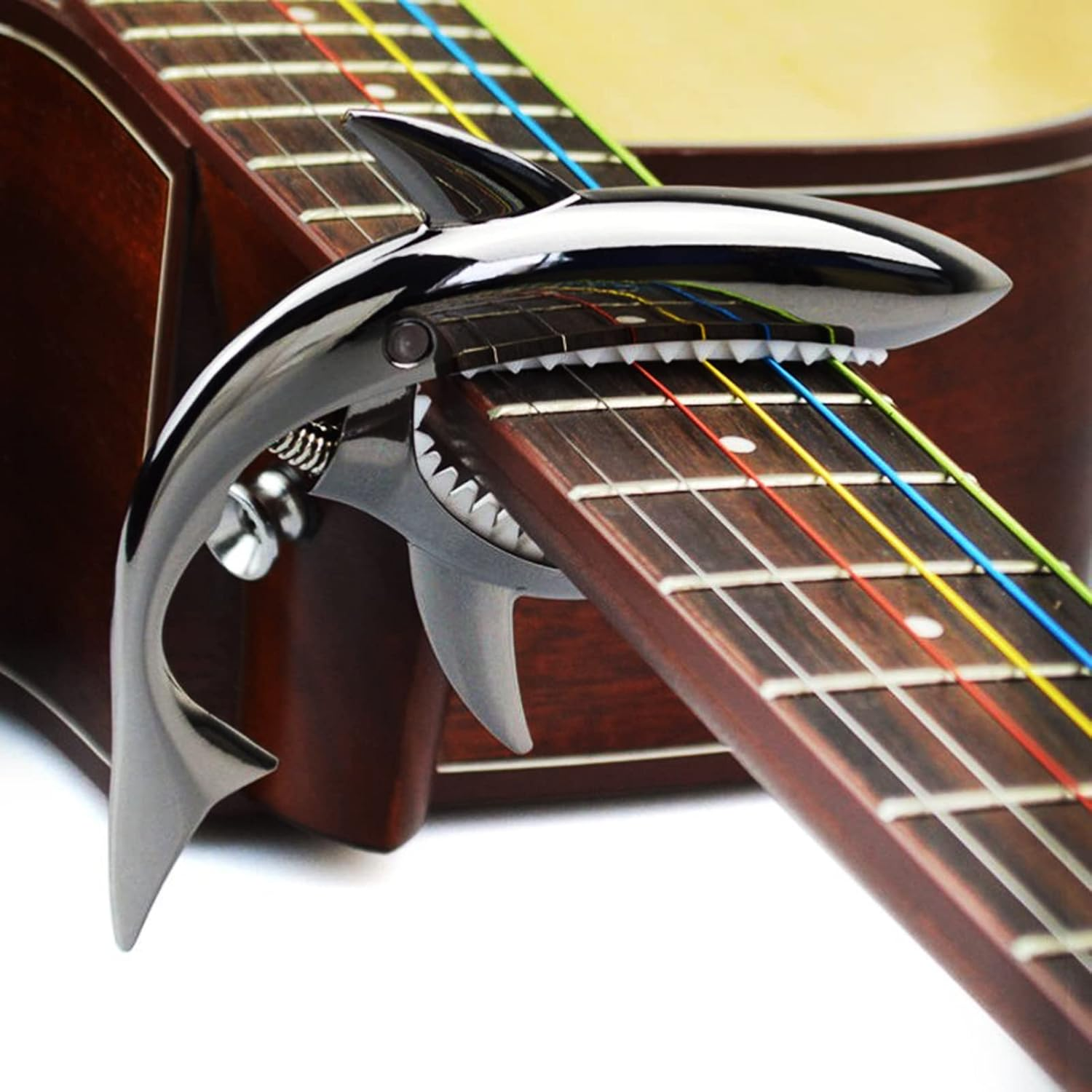 Lepxino Guitar Capo Shark Capo for Electric Accoustic Classical Guitar Ukulele Zinc Alloy Spring Capo (Dark Black) image number 1
