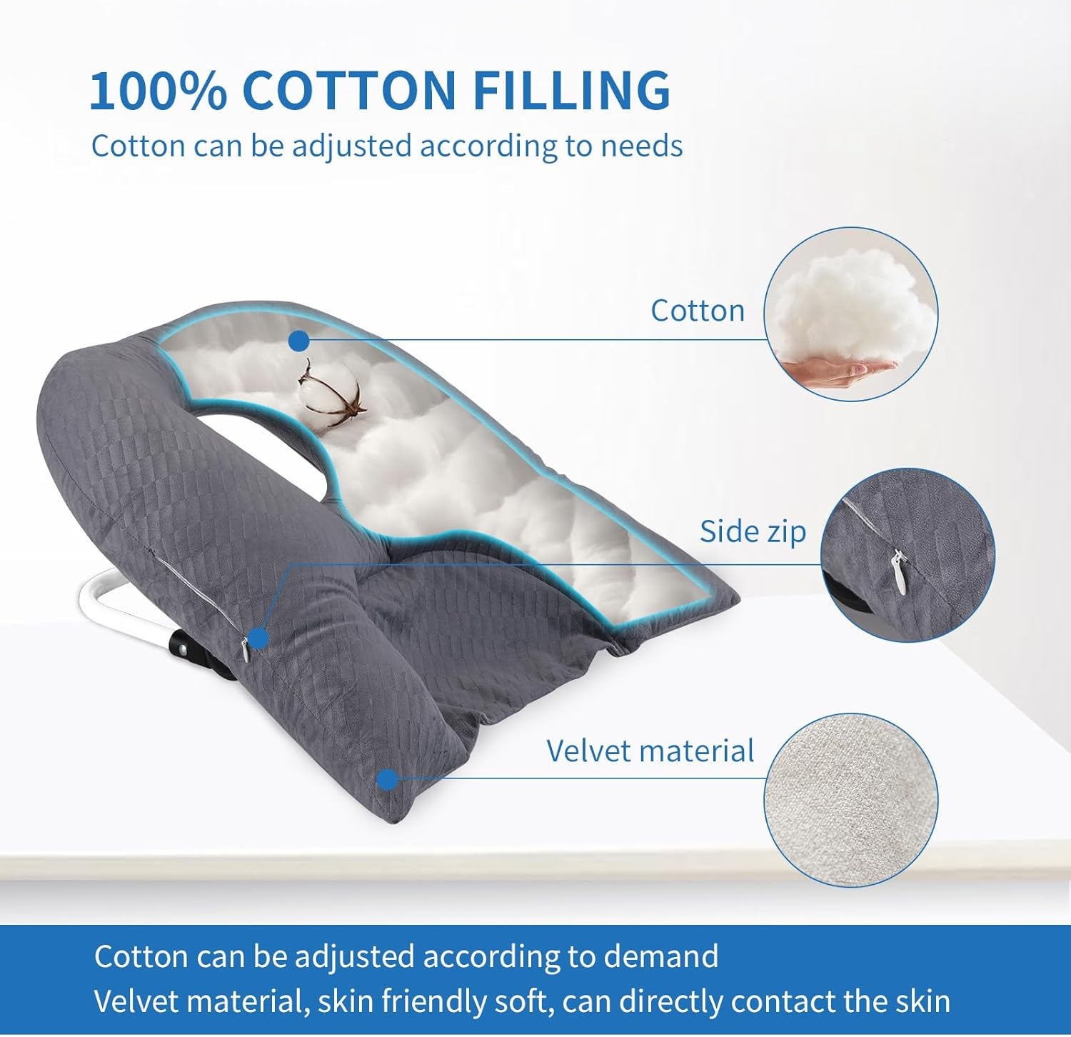 Beatvive Face down Pillow for Sleeping, Prone Pillow for Vitrectomy or Retinal Surgery, Adjustable Height Prone Prone Pillow Face down Sleep, Retina Lying Pillow Eye Surgery Recovery (Square Gray) image number 2