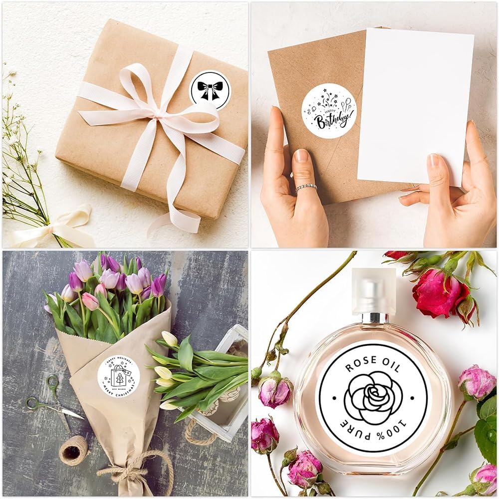 1.5 Inches Circle Thermal Sticker Labels - 500 PCS Self-Adhesive round Direct Thermal Printer Labels for Name Tag, Address, Logo Design, Shipping, DIY Design, QR Code image number 1