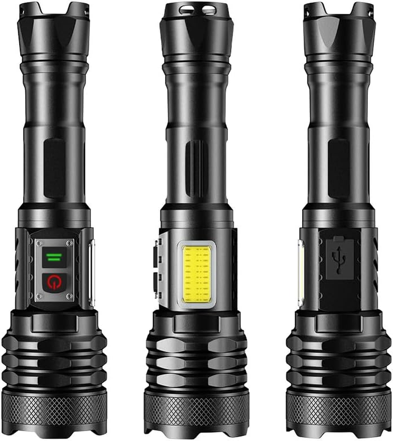 LED Flashlight,Rechargeable Torch 20000 High Lumens,Super Bright Type-C Fast Charging Torches,9 Modes Zoomable IPX67 Waterproof Flash Light with COB Side Light for Emergencies,Hiking,Camping image number 2