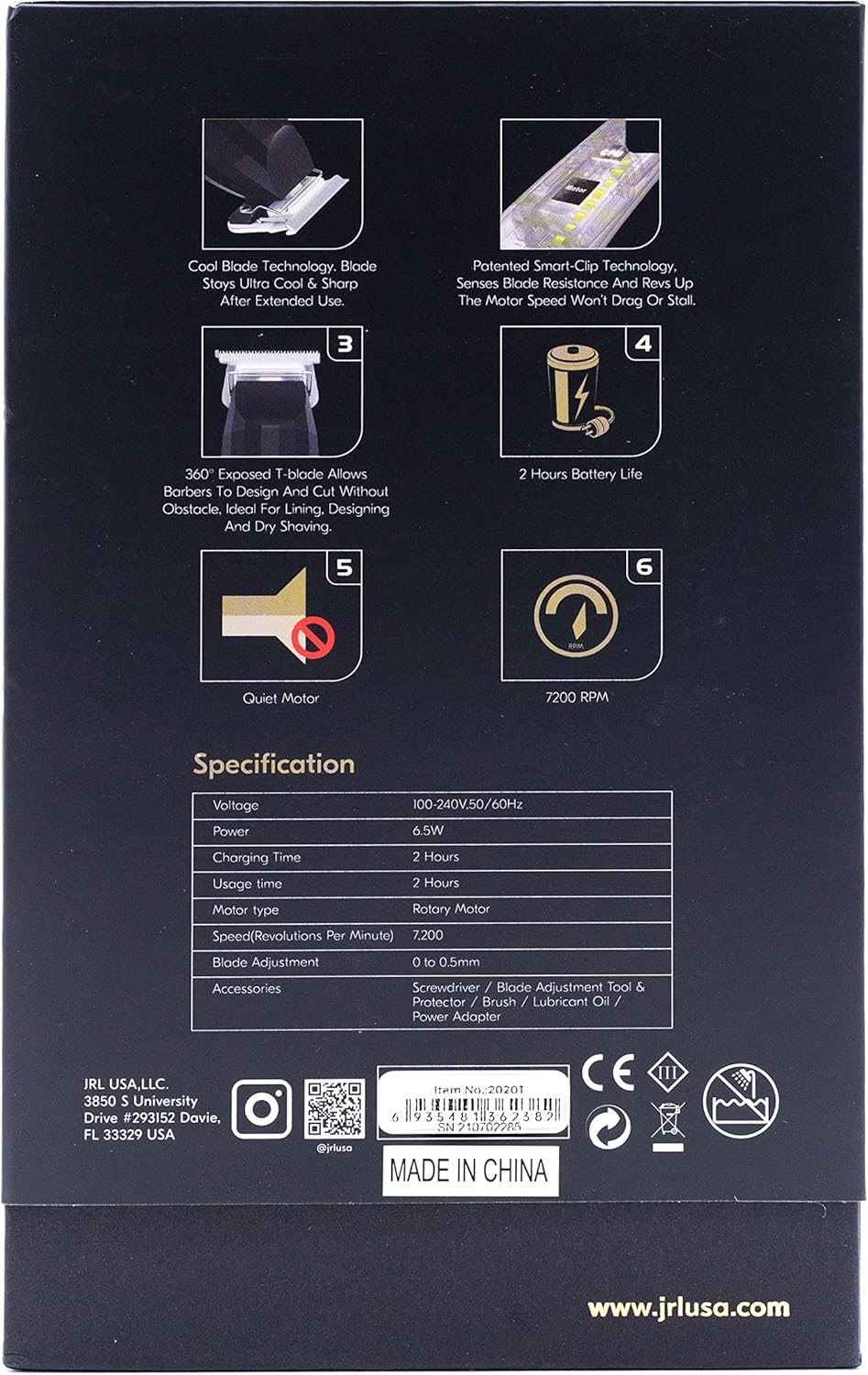 Amazon Series | JRL Freshfade 2020T Professional Hair Trimmer | Cool Blade Technology for Men&rsquo;S Grooming | Rechargeable Stainless Steel Blades | Corrosion Proof (Silver) image number 5