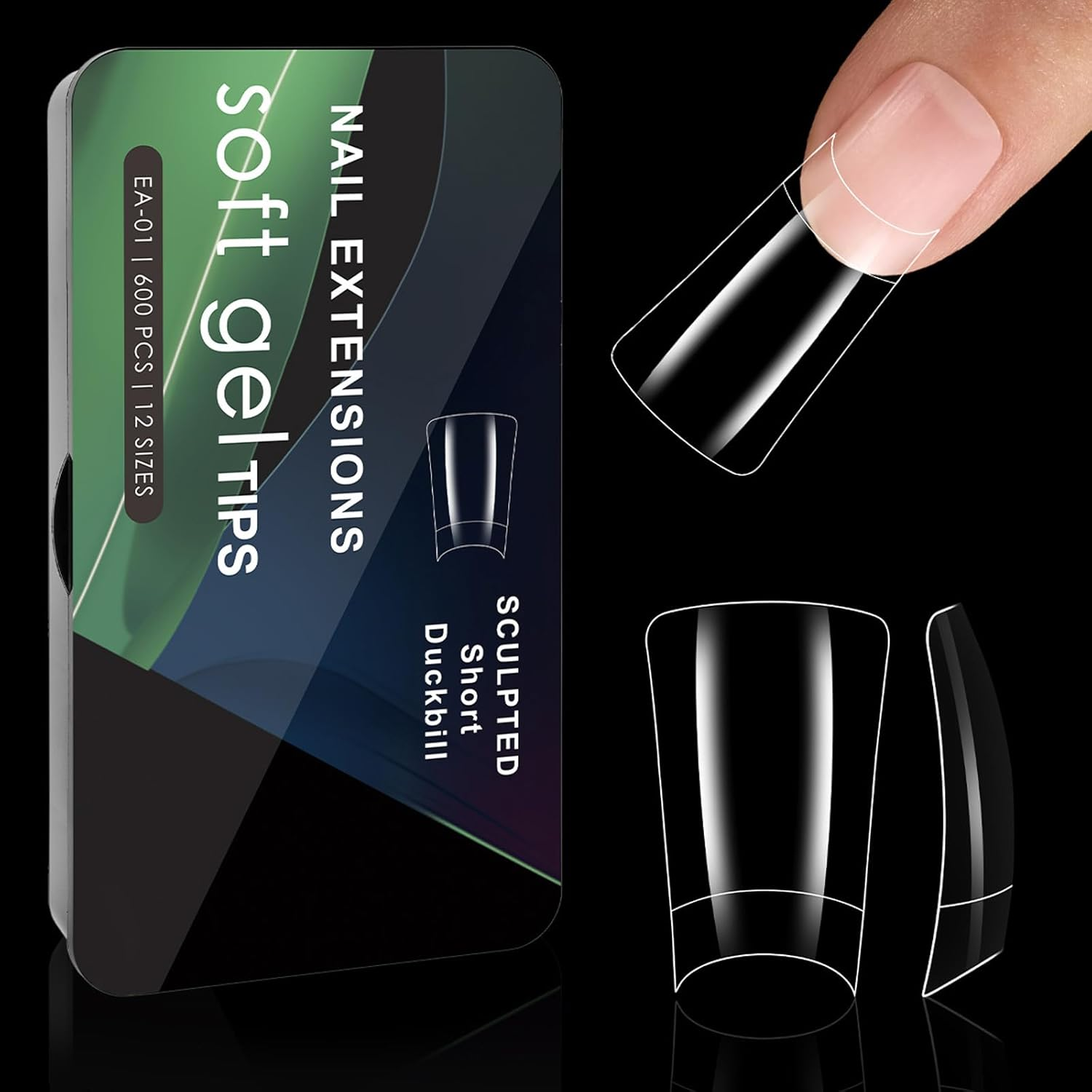 600Pcs Clear Nails Tips Gel Curved Design for Professional Manicure Half Covers False Nails Duck Feet Styles