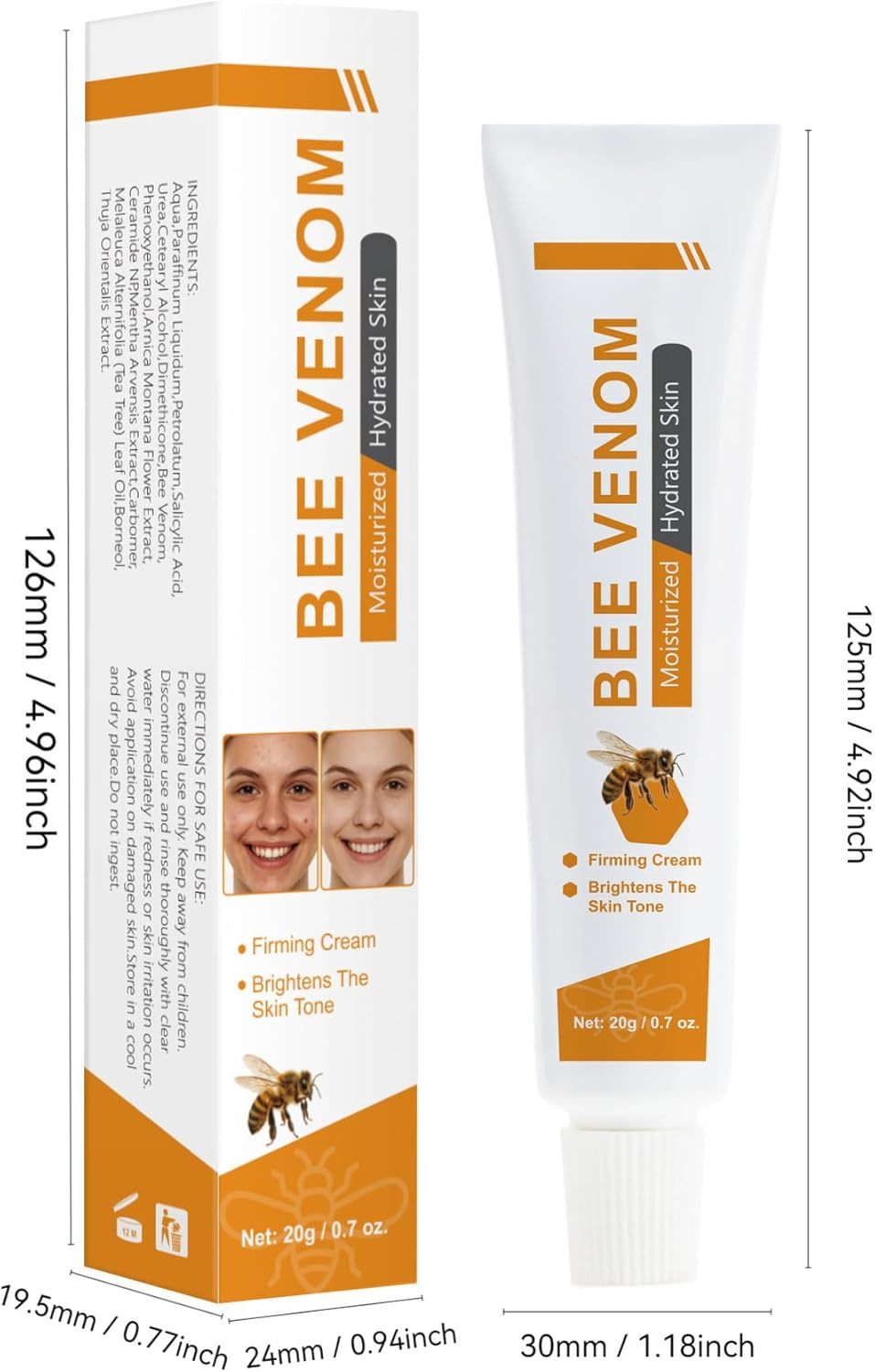 Bee Venom Cream &ndash; Anti-Aging Face Moisturizer for Wrinkle Removal, Firming & Lifting &ndash; Deep Hydration & Skin Recovery &ndash; Suitable for All Skin Types (20G/ 1 Pack) image number 2