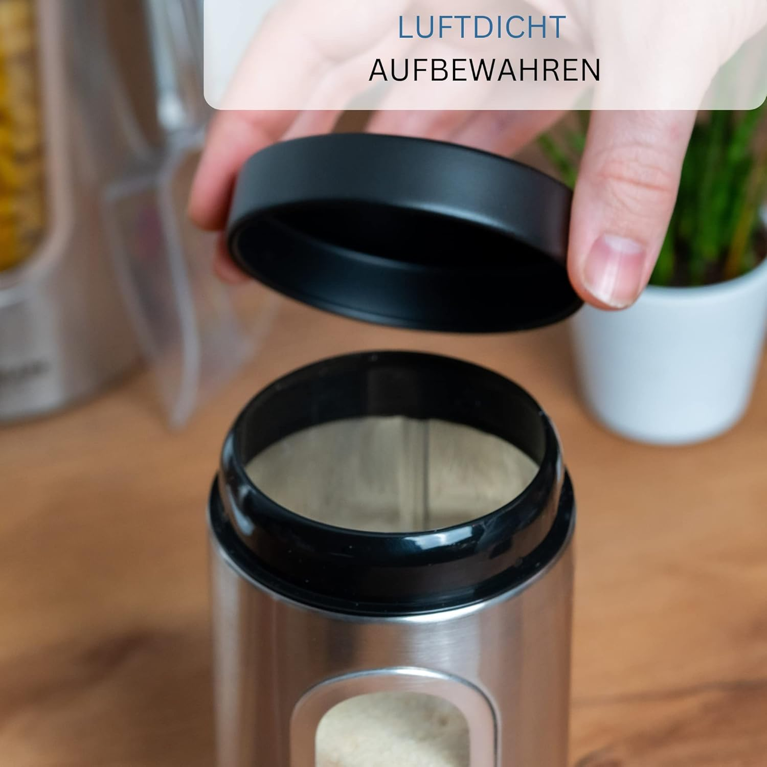 Westmark Storage Jar with Lid and Window, Diameter 13 Cm, Bpa-Free Kitchen Organiser, 100% Rustproof Stainless Steel, Available in 3 Sizes (2300 Ml) image number 2