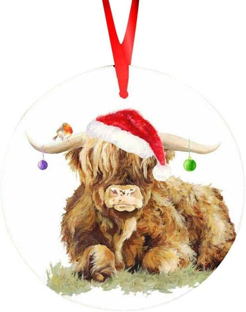 Funny and Creative Christmas Highland Cow Acrylic Pendant Decoration Ornament Xmas Christmas Z3Z9 Tree image number 4