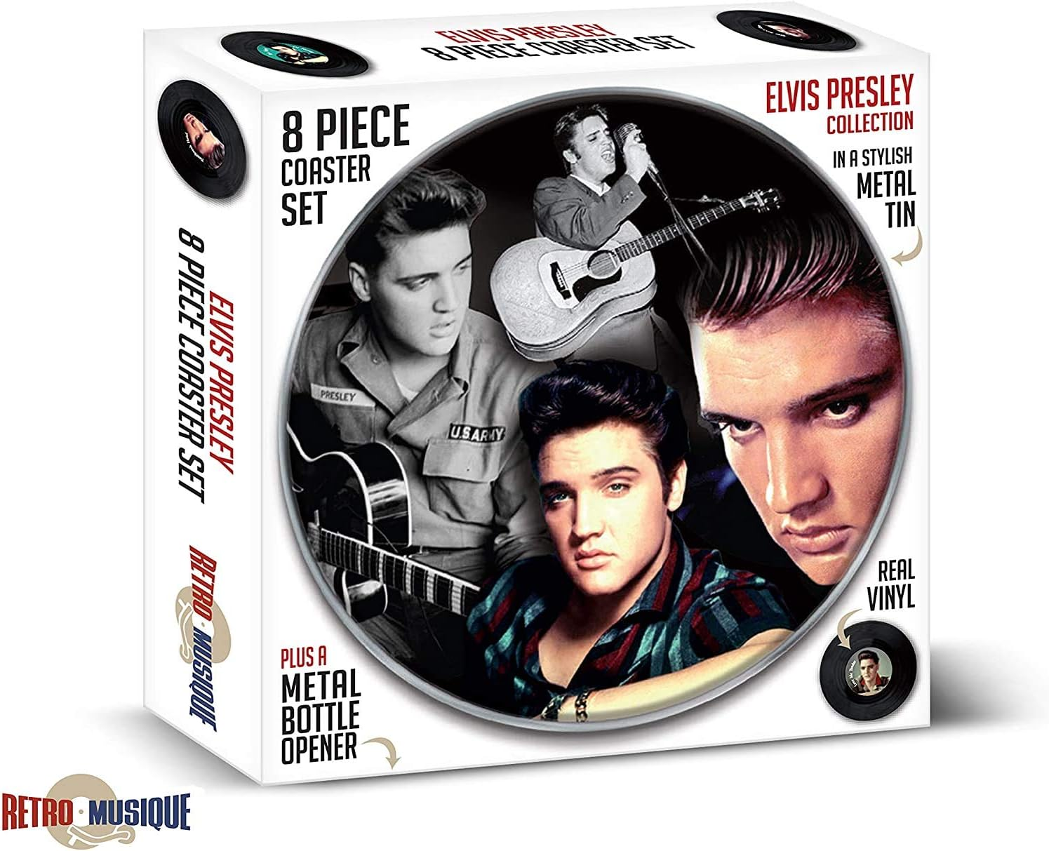 Coasters: Elvis-Elvis 8 Piece Coaster Set with Metal Tin image number 4