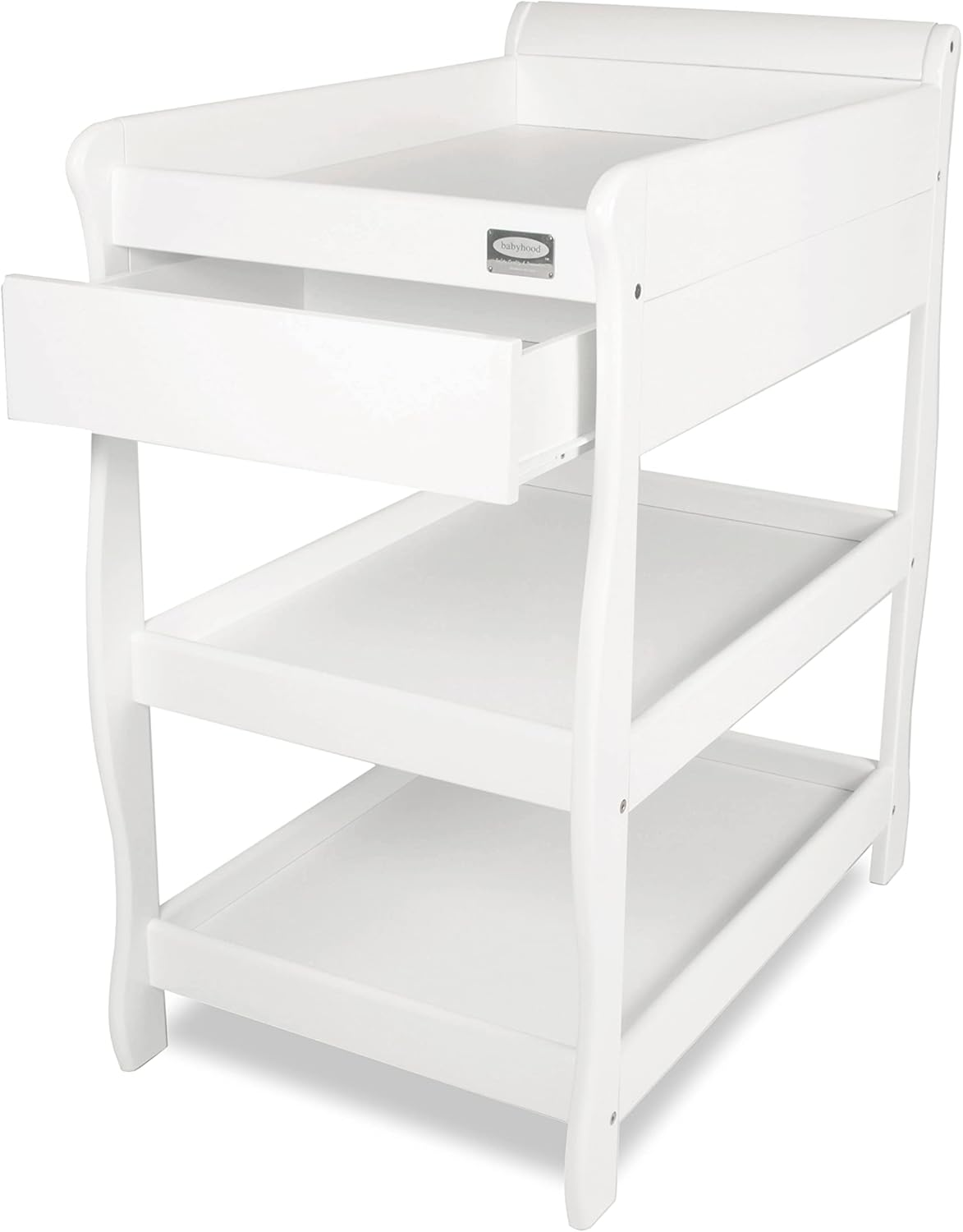 Babyhood Sleigh Change Table with Drawer, White