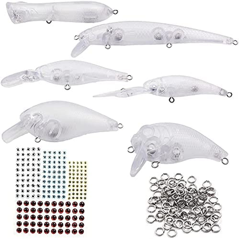 30Pcs Blank Crankbaits Unpainted Fishing Lure with Tackle Box image number 6