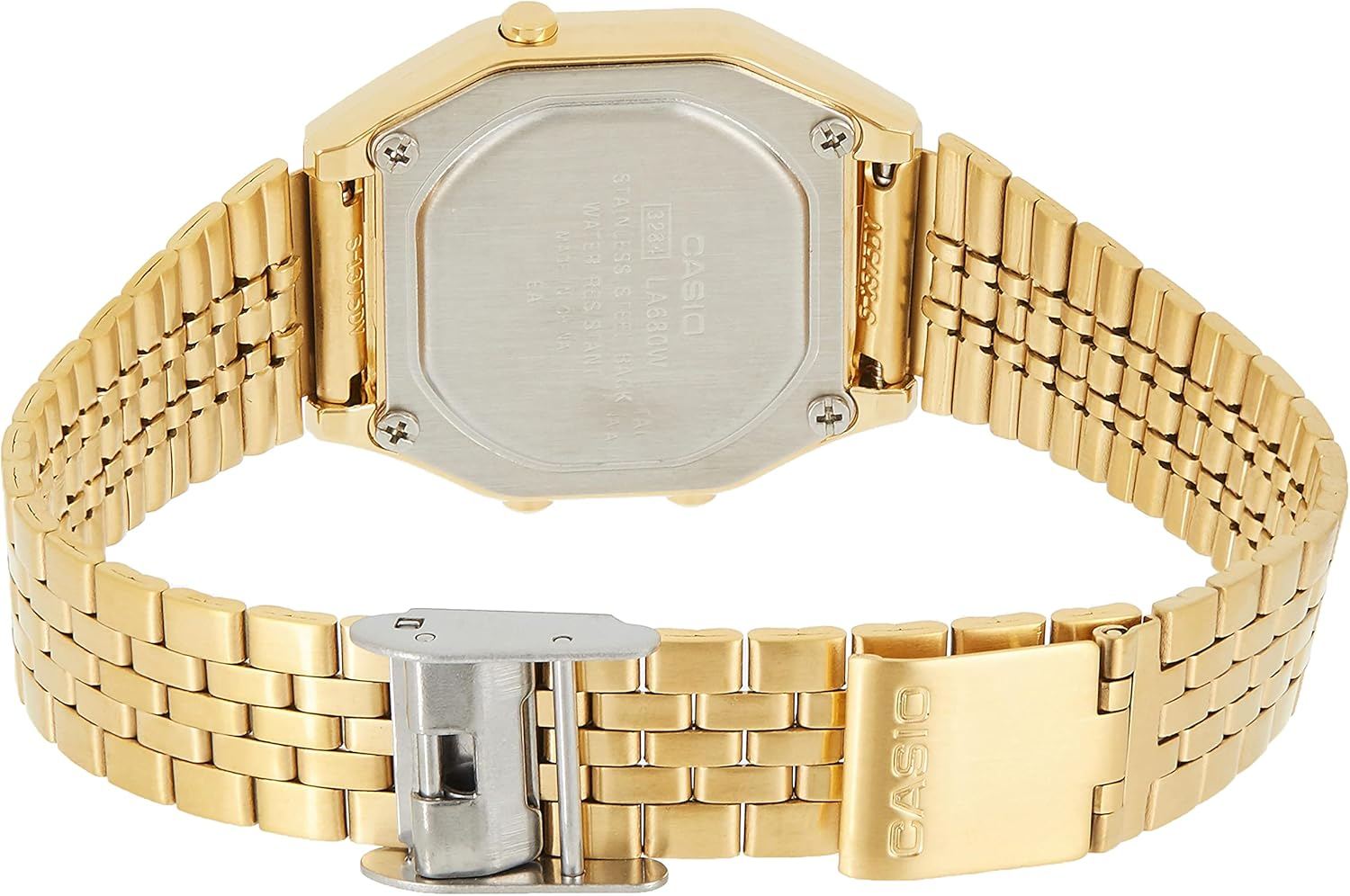 Casio LA680WGA-9D Gold Band Women'S Digital Watch, Gold Dial, 33.5 &times; 28.6 &times; 8.6 Mm