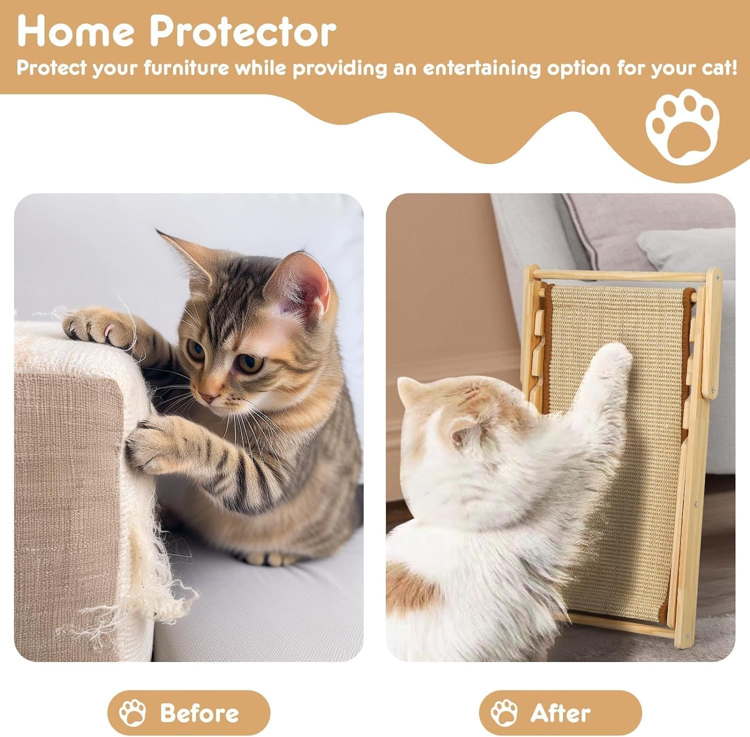 Biubiu Deluxe Cat Scratching Chair &ndash; Sisal Mat, Three Adjustable Heights and Durable Sisal Pad, Providing Ultimate Comfort and Furniture Protection for Your Feline image number 4