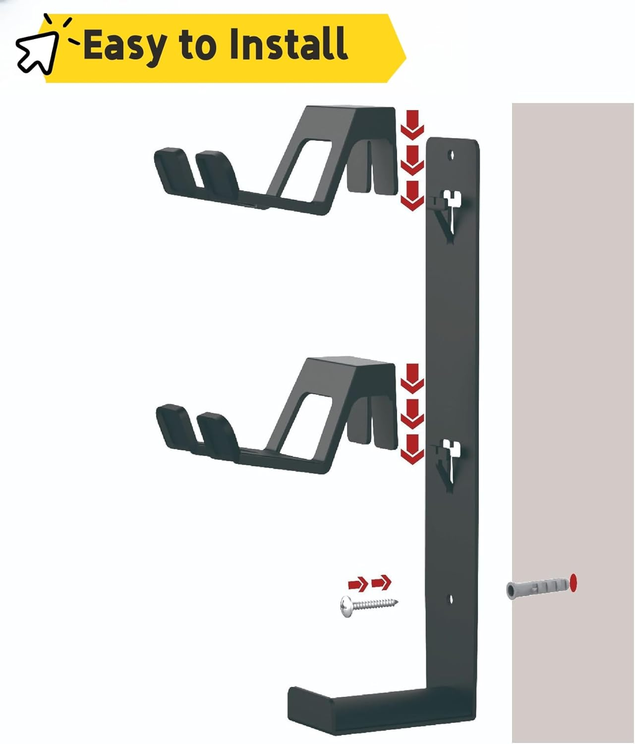 GM-G 3-In-1 Wall Mount Gaming Stand, Dual Controller Holder & Headphone Hanger, Gamepad Storage Rack Compatible with PS5, Switch, Wall Organizer for Gaming Accessories. (White) image number 1