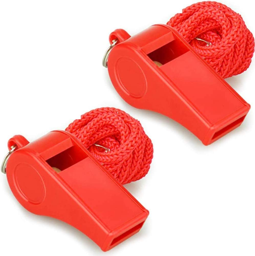 Whistle, Red Emergency Whistle with Lanyard, 2PCS Super Loud Plastic Whistles Perfect for Self-Defense, Lifeguard and Emergencies image number 4