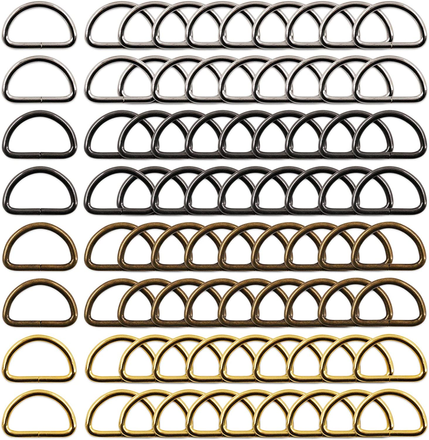 Rustark 1Inch/25Mm Metal Belt Buckle Hardware Assortment Webbing Strap Loops Clasp for Belt Craft Project DIY Accessories