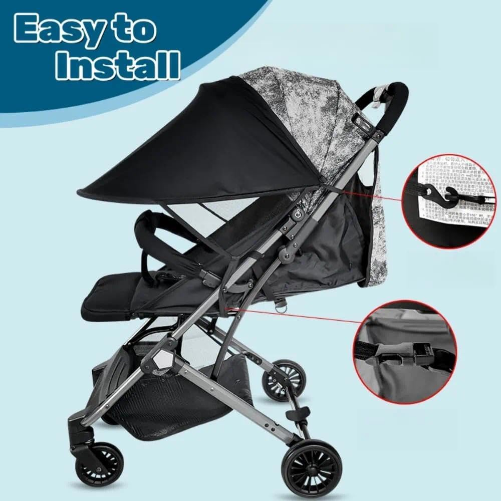 Pram Sun Shade Cover Baby Sunshade UPF 50 + Adjustable Sun Shade Canopy Breathable Pram Sun Shade for Pushchair Stroller Buggy Pram image number 1