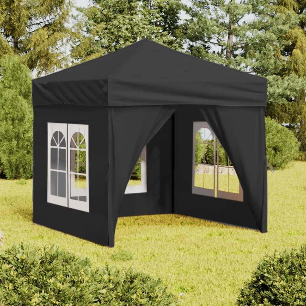 Vidaxl Folding Party Tent with Sidewalls Outdoor Garden Gazebo Pavilion Marquee Canopy Shelter Event Tent Camping Gazebo Anthracite 2X2 M image number 4
