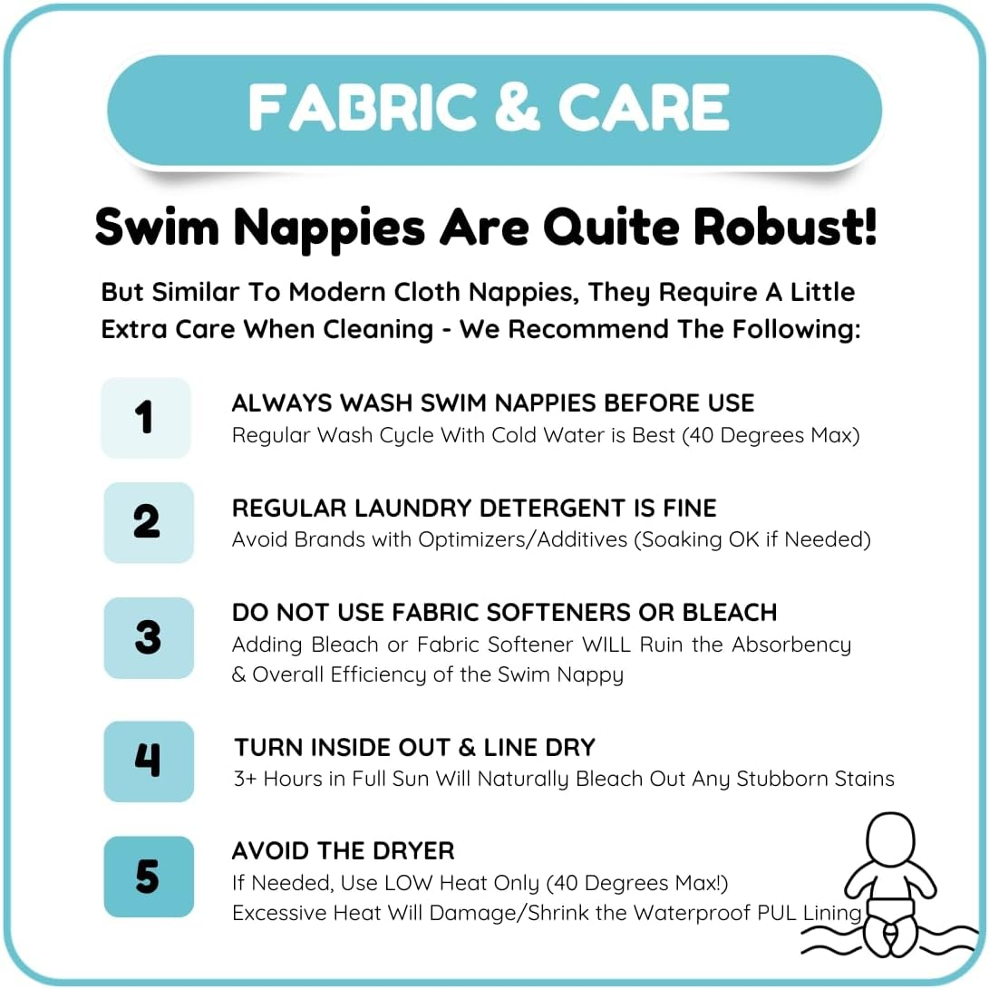 Reusable Adjustable Swim Nappy LARGE 12-20Kg (AU Size 2-5) Girls 'Toddler to Preschool' Premium Cloth Swimming Diaper BLUE BLOSSOM_L - Blue Blossom image number 4